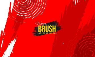 Red and white brush background with halftone vector