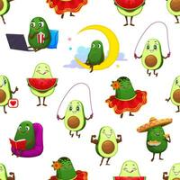 dibujos animados mexicano aguacate personaje sin costura modelo vector