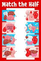 Match the half of human body organ characters vector