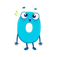 Cartoon funny math number zero 0 character vector