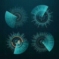 Round circle futuristic charts, HUD interface vector