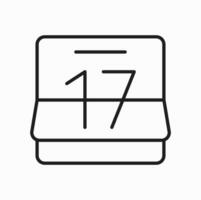 Calendar date schedule, 17 day date outline icon vector