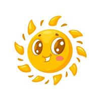 Cartoon kawaii sun character smile and funny face vector