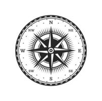 Old compass. Vintage map wind rose star symbol vector
