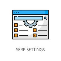 SERP settings icon of search engine result page vector
