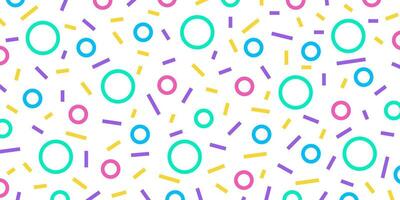 Colorful memphis style geometric pattern on white background. Vector illustration