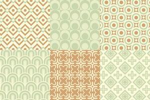 Set of pattern in retro style. Abstract texture decorative 50's, 60's, 70's style. Can be used for fabric, wallpaper, textile, wall decoration. Vector illustration