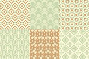 Set of pattern in retro style. Abstract texture decorative 50's, 60's, 70's style. Can be used for fabric, wallpaper, textile, wall decoration. Vector illustration