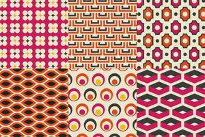 Set of pattern in retro style. Abstract texture decorative 50's, 60's, 70's style. Can be used for fabric, wallpaper, textile, wall decoration. Vector illustration