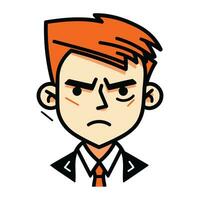 Illustration of a man with angry facial expression. Vector illustration.