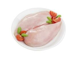 Raw chicken fillet breast isolated on white photo