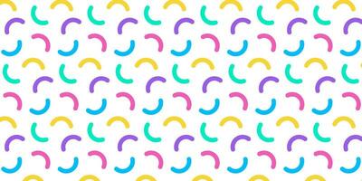Colorful memphis style geometric pattern on white background. Vector illustration
