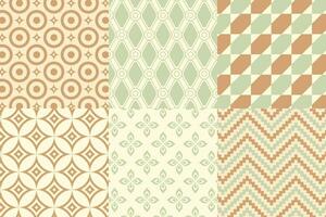 Set of pattern in retro style. Abstract texture decorative 50's, 60's, 70's style. Can be used for fabric, wallpaper, textile, wall decoration. Vector illustration