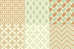 Set of pattern in retro style. Abstract texture decorative 50's, 60's, 70's style. Can be used for fabric, wallpaper, textile, wall decoration. Vector illustration