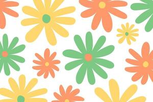 Trendy floral pattern. Hand drawn 70s style floral background illustration in pastel colors. vector