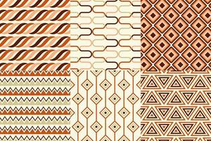 Set of pattern in retro style. Abstract texture decorative 50's, 60's, 70's style. Can be used for fabric, wallpaper, textile, wall decoration. Vector illustration