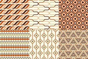 Set of pattern in retro style. Abstract texture decorative 50's, 60's, 70's style. Can be used for fabric, wallpaper, textile, wall decoration. Vector illustration