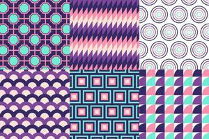 Set of pattern in retro style. Abstract texture decorative 50's, 60's, 70's style. Can be used for fabric, wallpaper, textile, wall decoration. Vector illustration