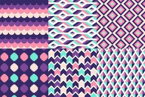 Set of pattern in retro style. Abstract texture decorative 50's, 60's, 70's style. Can be used for fabric, wallpaper, textile, wall decoration. Vector illustration