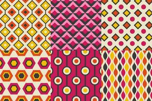 Set of pattern in retro style. Abstract texture decorative 50's, 60's, 70's style. Can be used for fabric, wallpaper, textile, wall decoration. Vector illustration