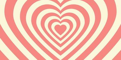 Horizontal background with heart shape. Romantic heart pattern. Vector illustration in retro style 60s, 70s.