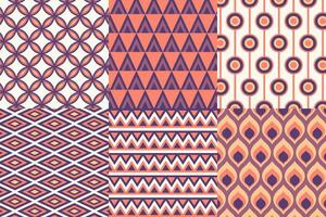 Set of pattern in retro style. Abstract texture decorative 50's, 60's, 70's style. Can be used for fabric, wallpaper, textile, wall decoration. Vector illustration