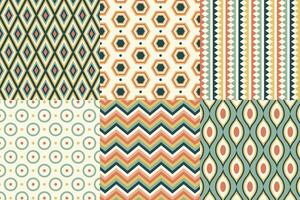 Set of pattern in retro style. Abstract texture decorative 50's, 60's, 70's style. Can be used for fabric, wallpaper, textile, wall decoration. Vector illustration