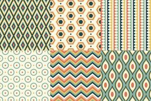 Set of pattern in retro style. Abstract texture decorative 50's, 60's, 70's style. Can be used for fabric, wallpaper, textile, wall decoration. Vector illustration