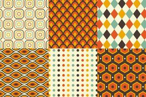 Set of pattern in retro style. Abstract texture decorative 50's, 60's, 70's style. Can be used for fabric, wallpaper, textile, wall decoration. Vector illustration