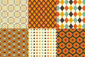 Set of pattern in retro style. Abstract texture decorative 50's, 60's, 70's style. Can be used for fabric, wallpaper, textile, wall decoration. Vector illustration