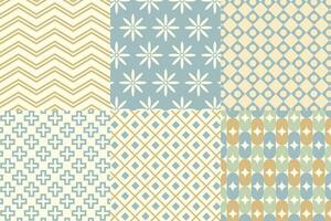 Set of pattern in retro style. Abstract texture decorative 50's, 60's, 70's style. Can be used for fabric, wallpaper, textile, wall decoration. Vector illustration