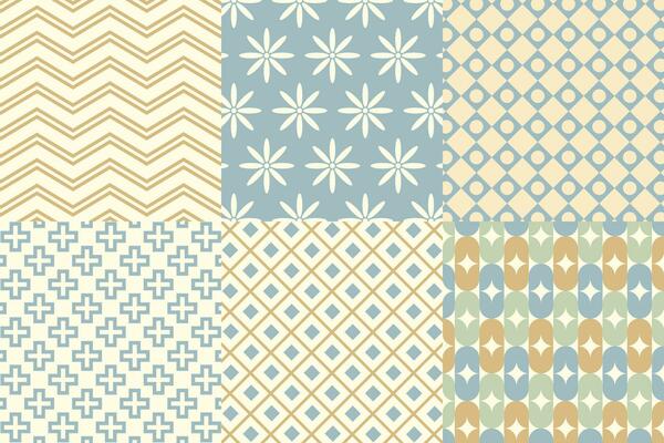 Set of pattern in retro style. Abstract texture decorative 50's, 60's, 70's style. Can be used for fabric, wallpaper, textile, wall decoration. Vector illustration