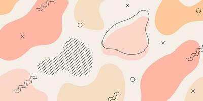 Abstract background. Hand drawing various shapes and doodle objects. Trendy modern contemporary vector illustration. Every background is isolated. Pastel color