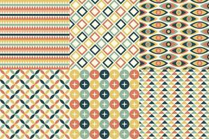 Set of pattern in retro style. Abstract texture decorative 50's, 60's, 70's style. Can be used for fabric, wallpaper, textile, wall decoration. Vector illustration