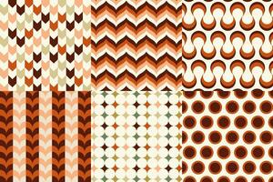 Set of pattern in retro style. Abstract texture decorative 50's, 60's, 70's style. Can be used for fabric, wallpaper, textile, wall decoration. Vector illustration