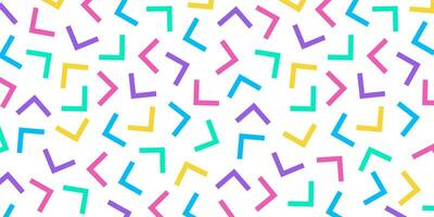 Colorful memphis style geometric pattern on white background. Vector illustration