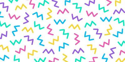 Colorful memphis style geometric pattern on white background. Vector illustration