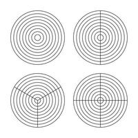 Wheel of life template. Simple coaching tool for visualizing all areas of life. Polar grid with segments and concentric circles. Blank polar graph paper. Circle diagram of life style balance. Vector. vector