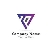 TP letter triangle shape logo design vector