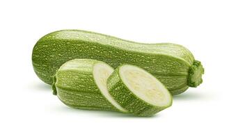 Fresh sliced zucchini isolated on white background photo