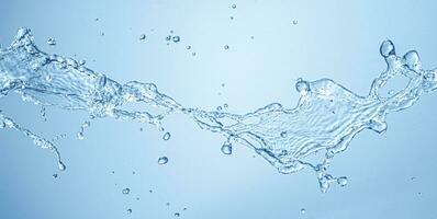 Water splash isolated on blue background photo