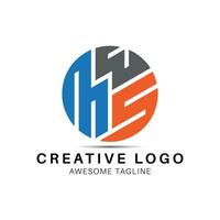 MWS letter round shape logo design icon vector