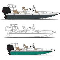 Boat vector, Fishing boat vector line art and one color.