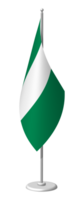 vlag van Nigeria Aan vlaggenmast voor registratie van plechtig evenement, vergadering buitenlands gasten. nationaal banier van nigeria. PNG beeld Aan transparant terug