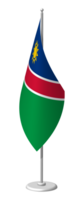 NAMIBIA flag on flagpole for registration of solemn event, meeting foreign guests. National banner of NAMIBIA. PNG image on transparent back