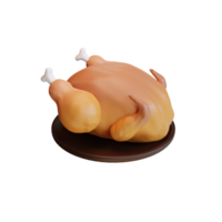 3d grillé poulet sur assiette icône de Bonjour l'automne éléments collection png