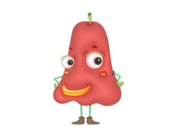 a cartoon red apple character with a big smile png