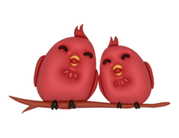 Due rosso uccelli seduta su un' ramo png