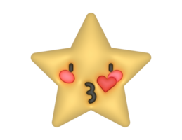 un estrella con un corazón y un Beso en sus cara png