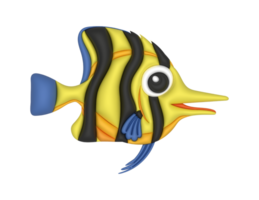 uma desenho animado peixe com Preto e amarelo listras png